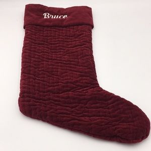 Pottery Barn Velvet Christmas Stocking Red “Bruce”